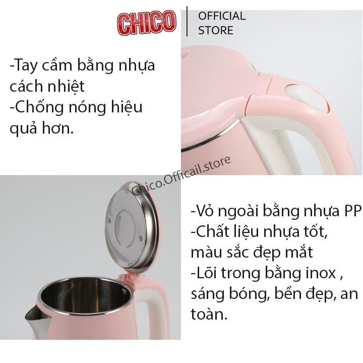 Ấm siêu tốc JipLai Thái Lan 2.5L, Ấm đun nước 2 lớp cách nhiệt chống giật tự ngắt bảo hành trọn đời