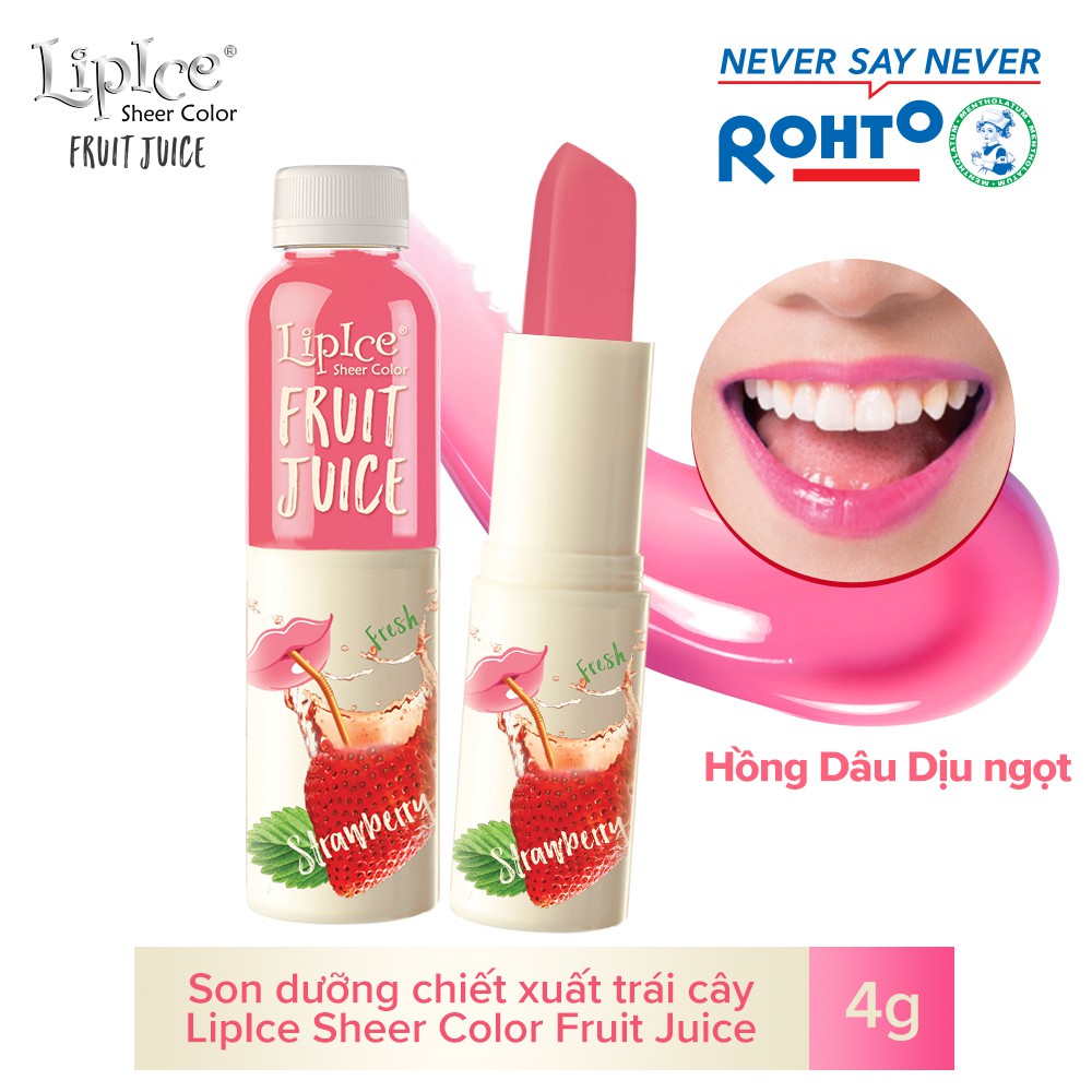 LipIce Son Dưỡng Môi Chiết Xuất Trái Cây Màu Hồng Dâu Sheer Color Fruit Juice 4g