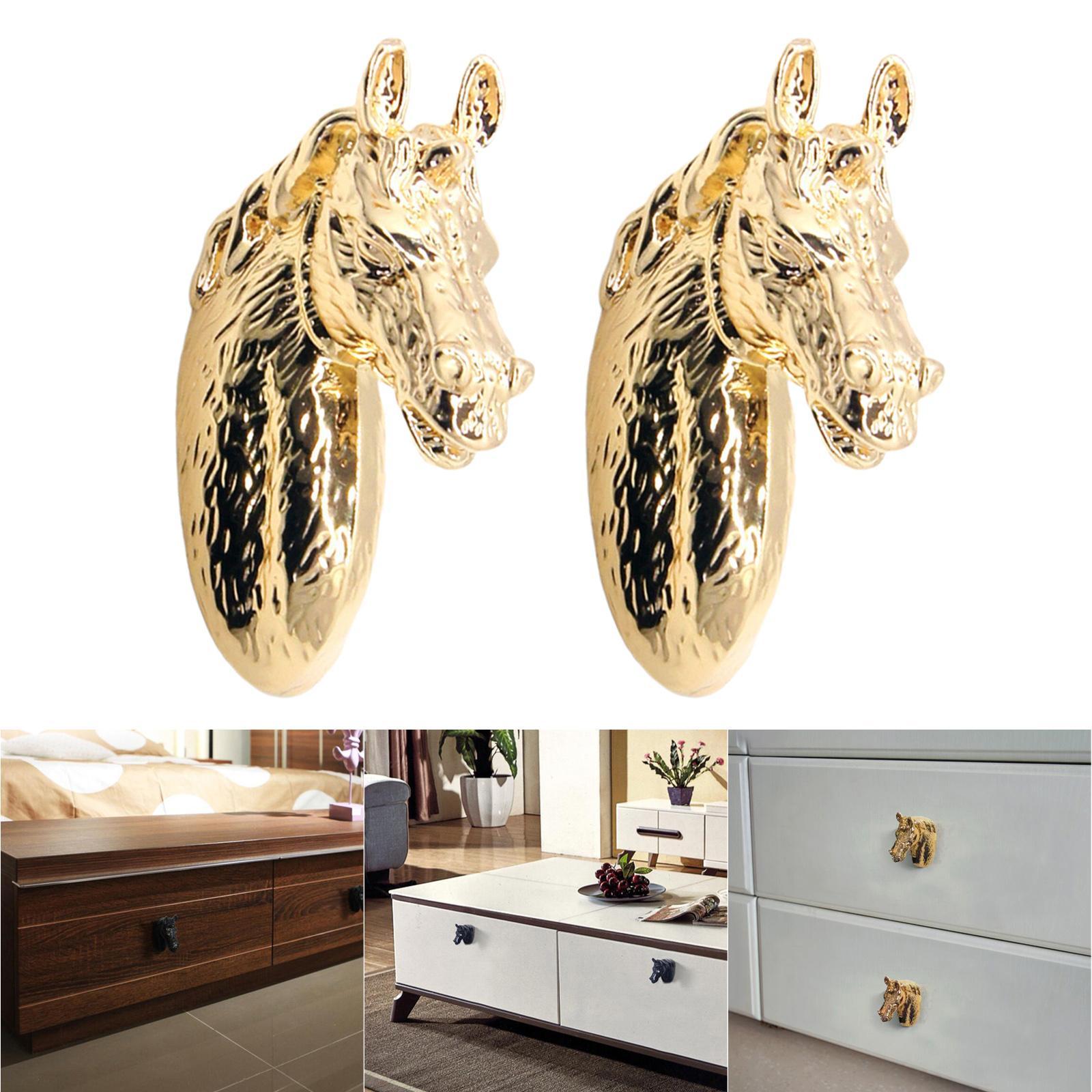 Horse Head Shaped Cabinet Door Handles Pulls Knobs Hardware with Screws