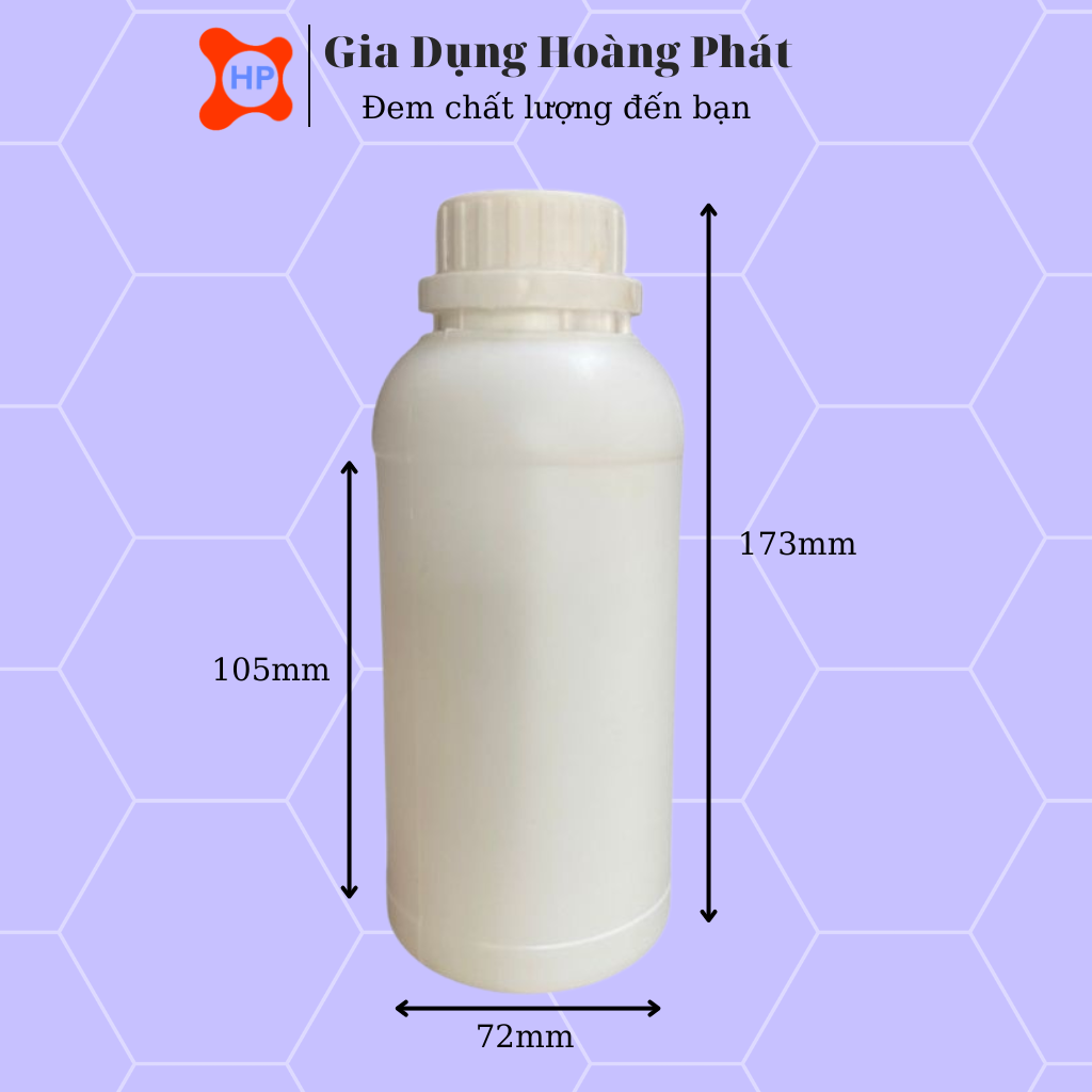 Chai Nhựa HDPE (250ml - 500ml - 1000ml) - Nắp Trắng / Xanh Màu Ngẫu Nhiên + Seal Cao Cấp