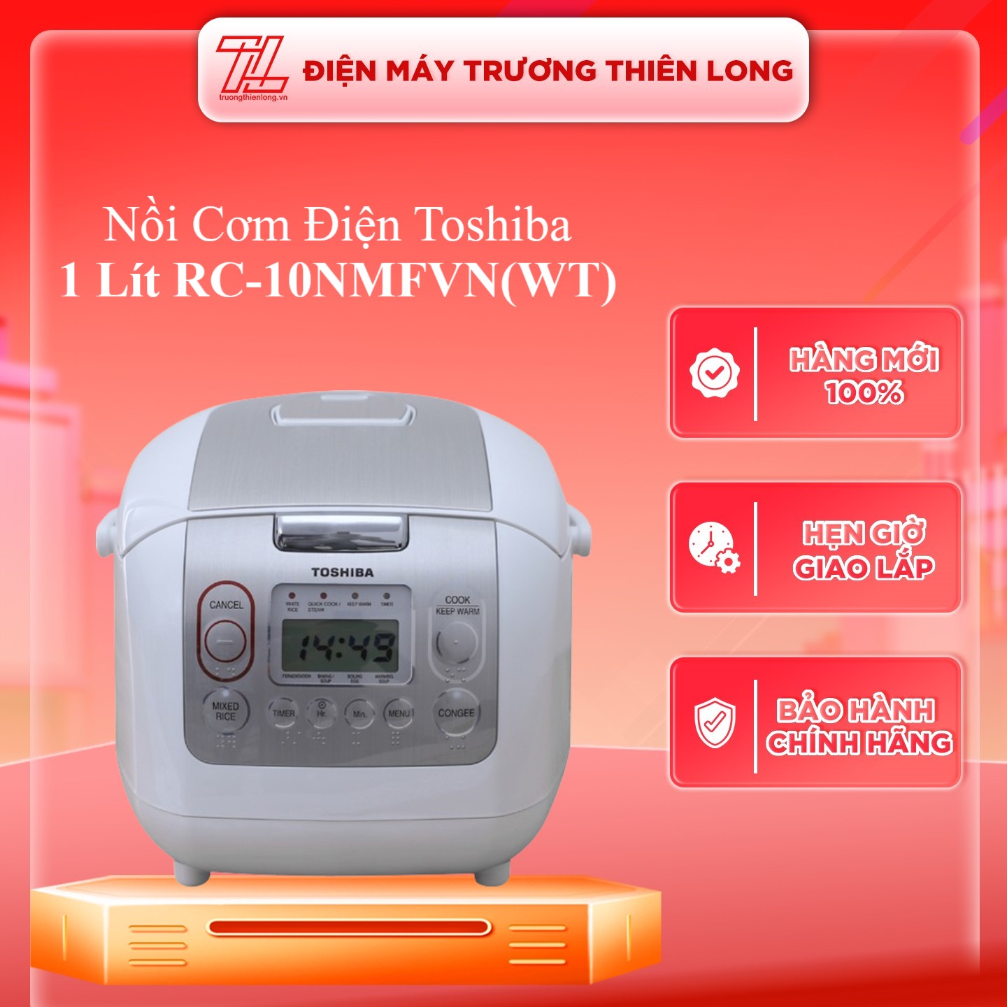 Nồi Cơm Điện Tử Toshiba RC-10NMFVN WT 1 Lít - Hàng Chính Hãng