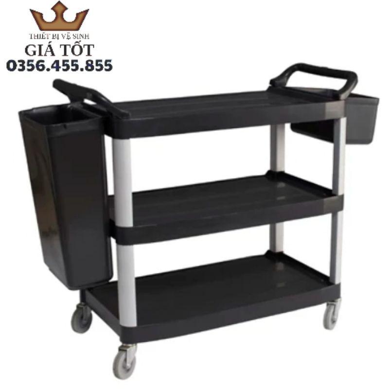 XE ĐẨY DỌN THỨC ĂN 3 TẦNG BẰNG NHỰA KHÔNG BAO GỒM KHAY,XÔ L-010