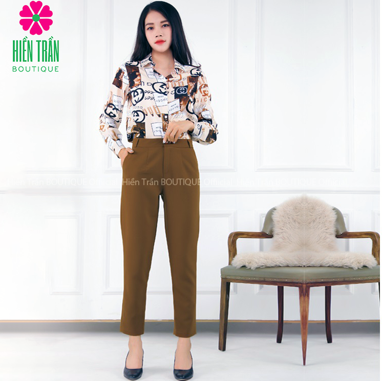 Quần baggy nữ Hiền Trần BOUTIQUE cạp cao chất vải cao cấp âu công sở 3 màu sang trọng tôn dáng