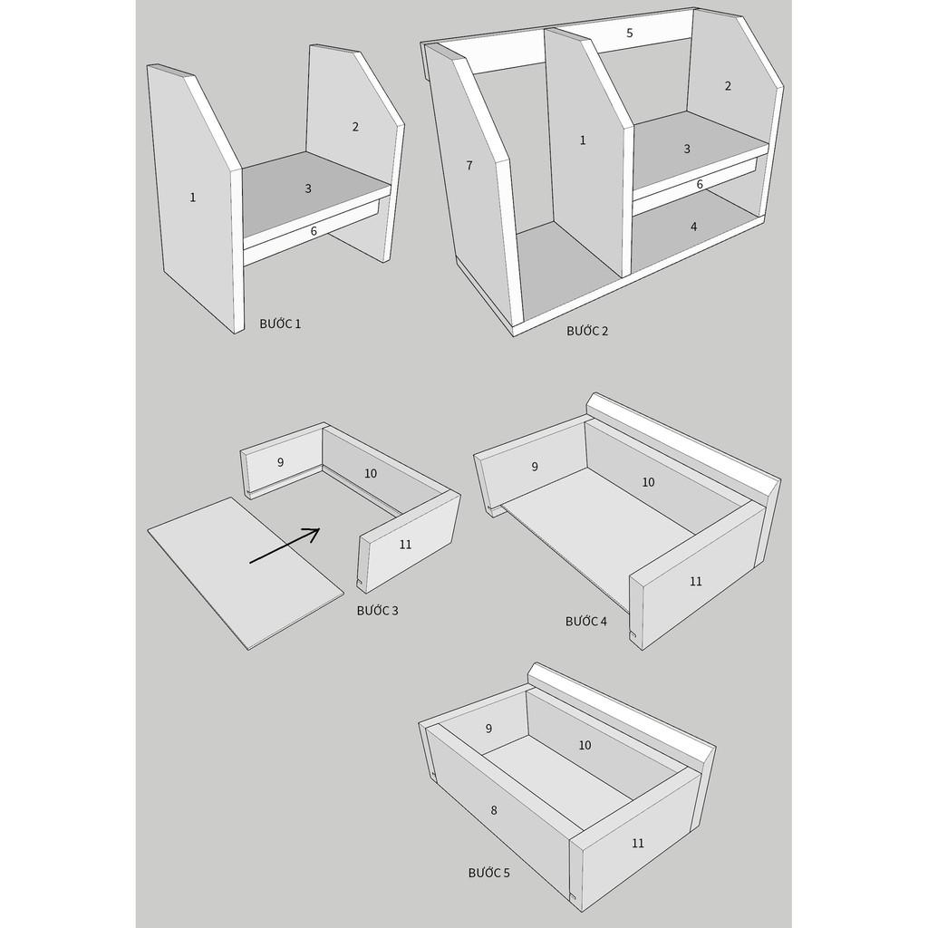 Giá Sách Để Bàn, Kệ Sách Để Bàn Làm Việc, Gỗ MDF Chống Ẩm, Chống Mối Mọt