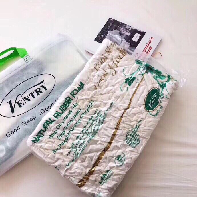 Gối cao su cao cấp Ventry xuất Thái chống mỏi cổ-Tặng kèm 1 móc khóa thỏ gấu bedding