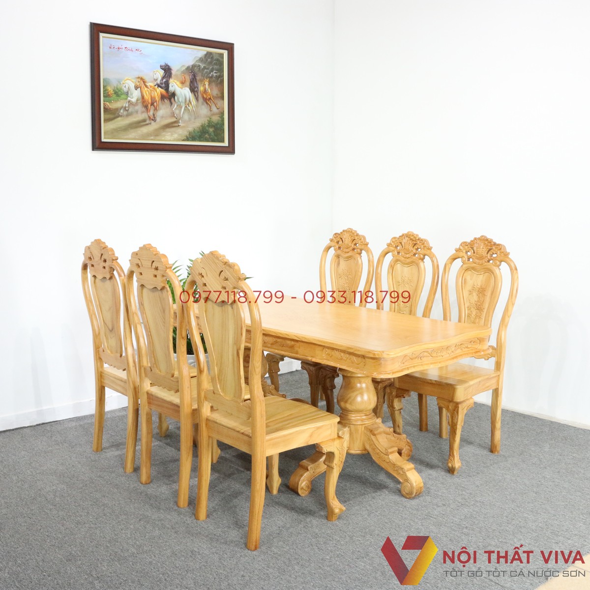 Bộ Bàn Ăn Gõ Đỏ 6 Ghế Bánh Tây Cao Cấp