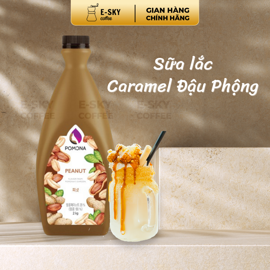 Sốt Đậu Phộng POMONA Peanut Sauce Nguyên Liệu Pha Chế Hàn Quốc Chai 2kg