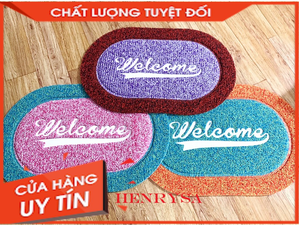 Thảm lau chân Welcome có khả năng giữ bụi, hút nước, chống trơn trượt, độ đàn hồi, độ bền cao - Thảm chùi chân, thảm trải sàn -HENRYSA