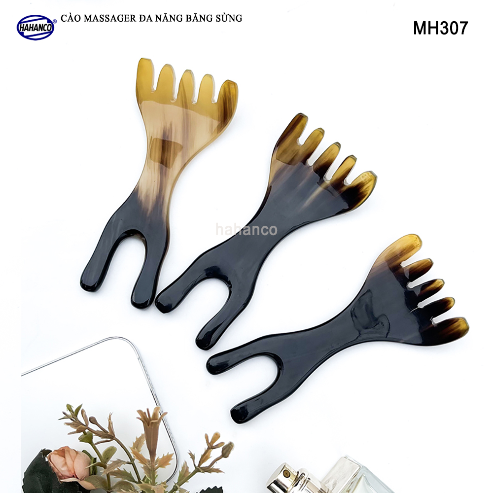 Cào Mát Xa Kinh Tuyến Đa Năng Bằng Sừng HAHANCO Thúc Đẩy Da Đầu Lưu Thông Máu - MH307