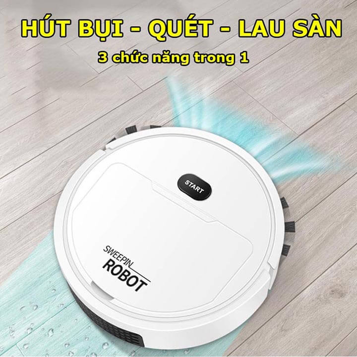 Robot hút bụi lau nhà đa năng 3 trong 1, quét rác, hút bụi, lau sàn thông minh, Robot hút bụi tự động NO-020