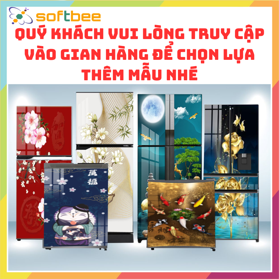 Decal dán tủ lạnh máy giặt in hình tam hươu nguyệt, gồm 4 kích thước chọn lựa, mẫu in rõ nét keo bám dính tốt