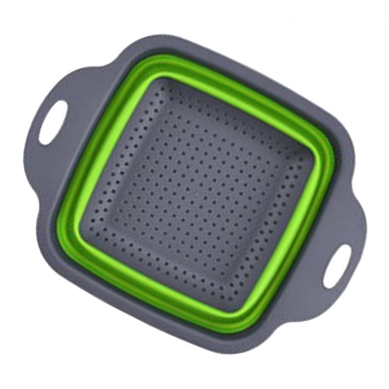 Kitchen Collapsible Colander Food-Grade Silicone Strainer Folding Strainer Green