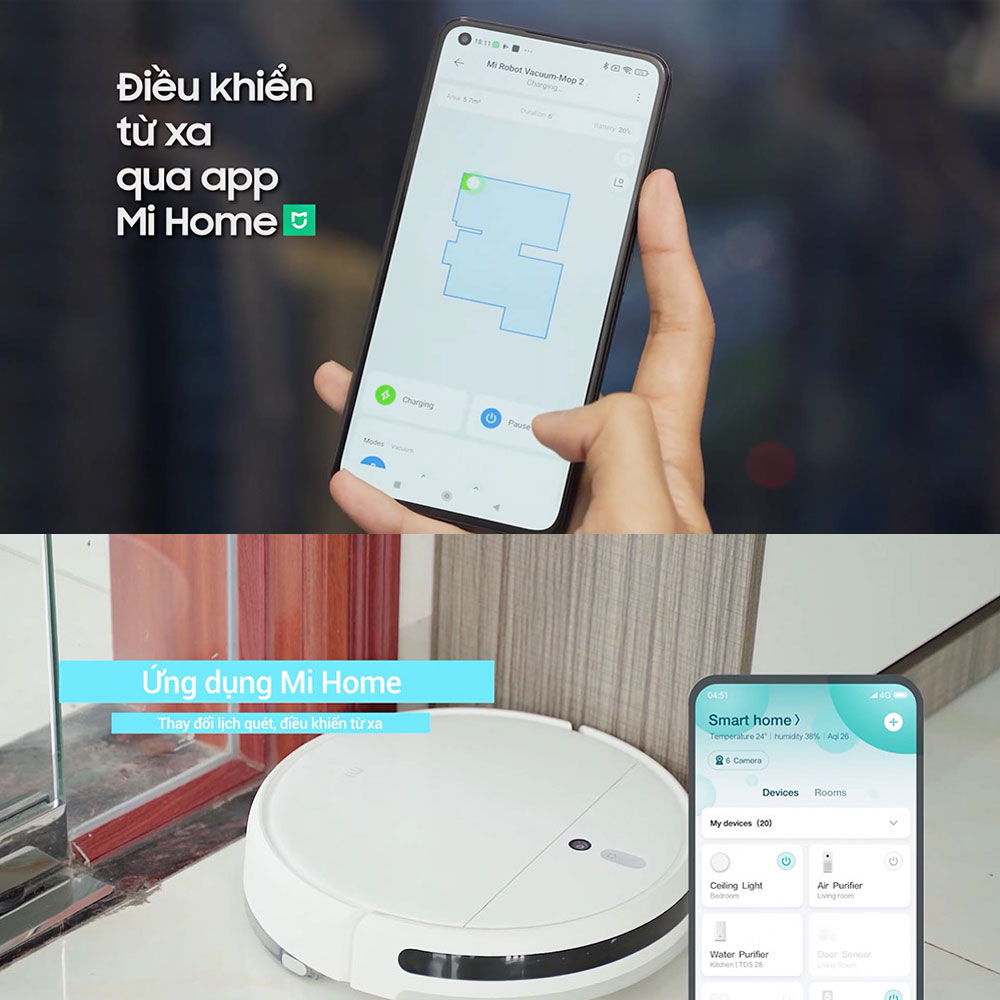 Siêu Robot chuyên hút bụi lau nhà Xiaomi Vacuum Mop 2 STYTJ03ZHM - Hàng Chính Hãng