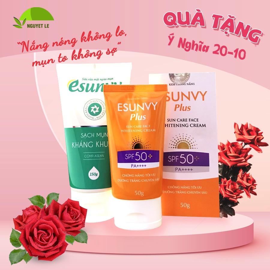 Bộ Combo "Nắng Nóng Không Lo - Mụn To Không Sợ" Kem Chống Nắng Esunvy Plus Sun Care Face 50g Và Sữa Rửa Mặt Esunvy 150g
