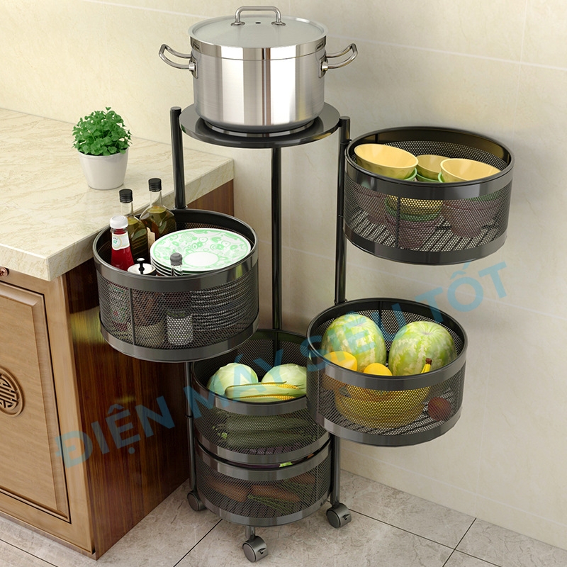 Kệ sắt tròn xoay đa năng K360-A3 3 tầng - Hàng Nhập Khẩu - Chịu Lực 150kg - Hoàn thiện cao cấp bền, khoẻ, chắc chắn