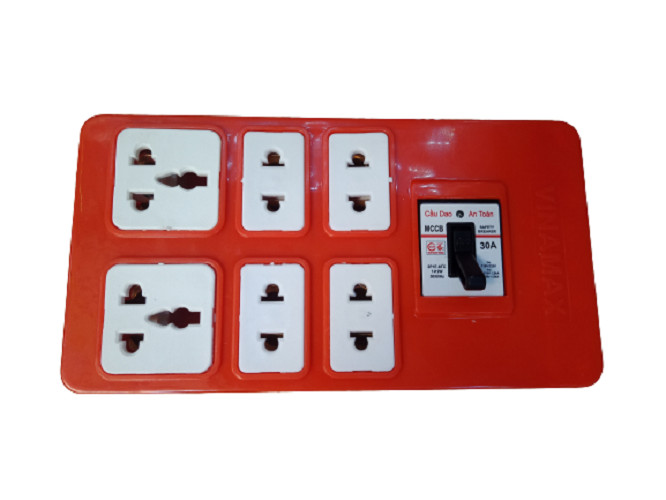 Ổ cắm điện đa năng siêu chịu tải, 6 lỗ đa năng có Aptomat chống cháy chập quá tải