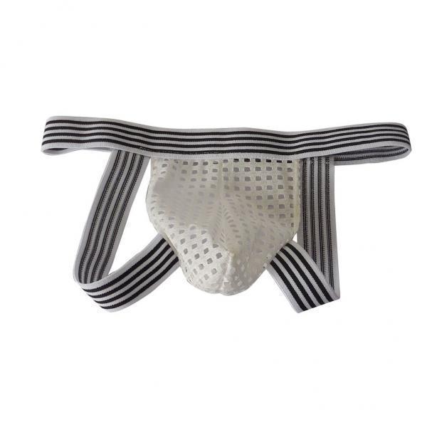 2-3pack Men's Low Waist Openwork See-Through Mesh Briefs T-Back G-String White