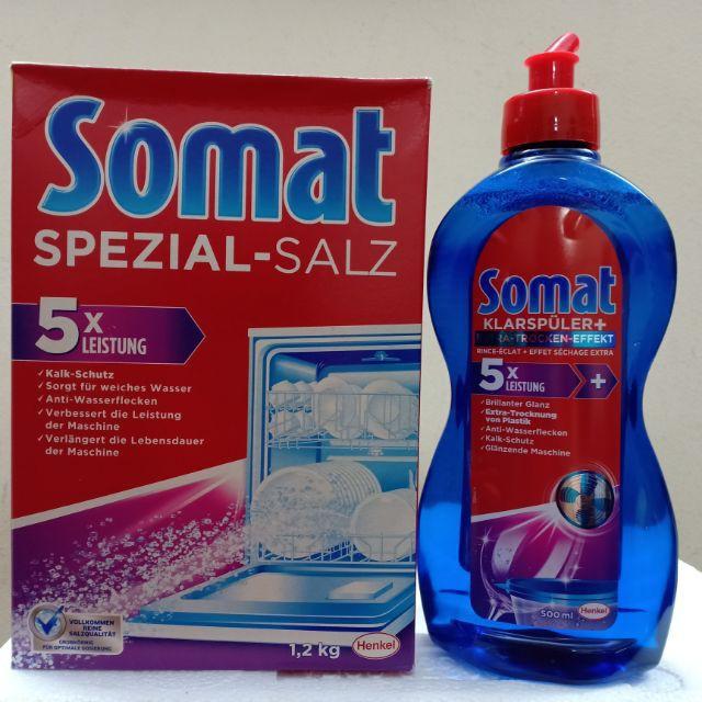 Combo muối + Bột+ nước rửa Bát - Ly Somat 1.2kg - Đức dùng cho Máy Rửa Bát Chén