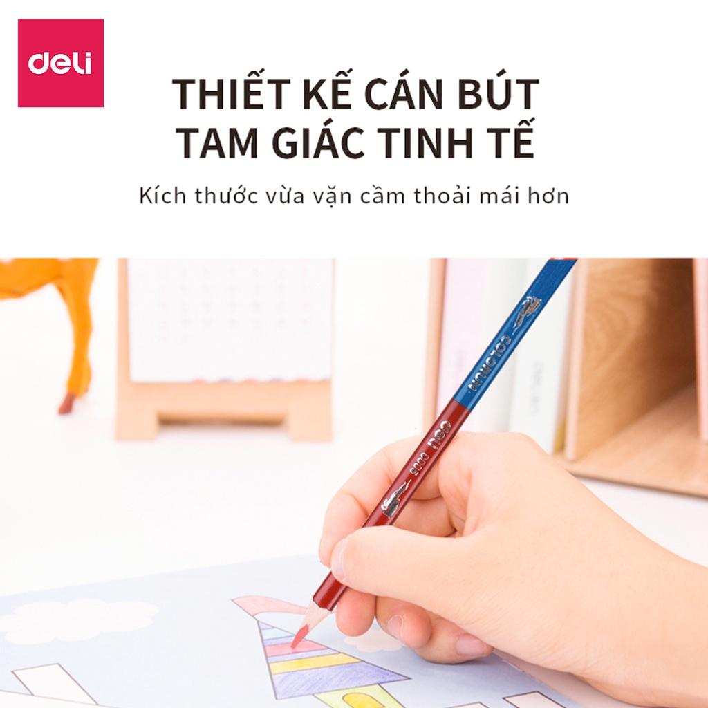 Bút Chì Màu Colorun 6 Cây 2 Đầu 12 Màu Cho Bé Vẽ Tranh Tô Màu Deli - EC00500