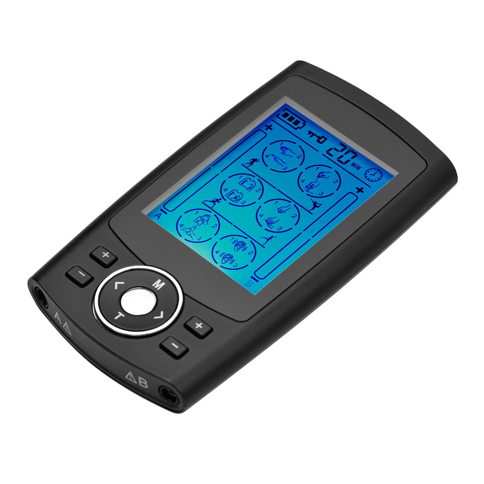 24 Mode Home USB Digital Meridian Massager TENS Dual Channel Pulse Massager 12 Patch with Palm Stick Elliptical Stick