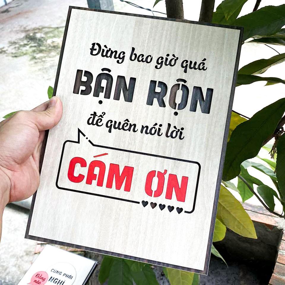 Tranh tạo động lực gỗ TBIG070 - Đừng bao giờ quá bận rộn để quên nói lời cám ơn