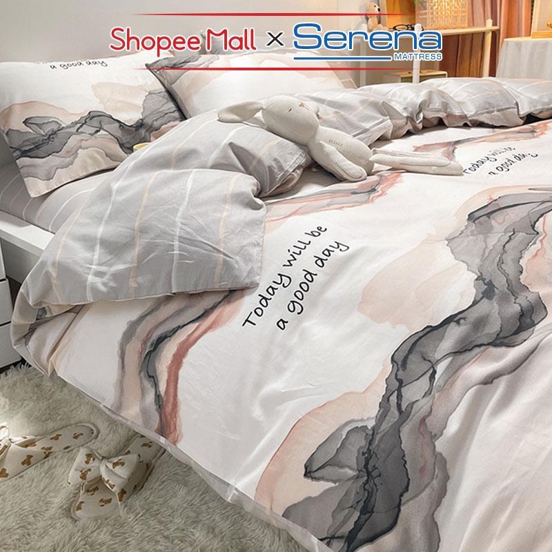 Chăn Ga Gối Nệm 5 Món Cotton Living SERENA Chính Hãng Bộ Ra Grap Gối Đệm Nệm Trải Phủ Bọc Giường Trần Bông Cao Cấp Full