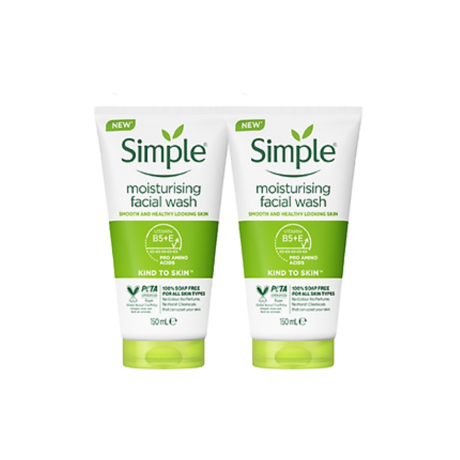 Combo 2 sữa rửa mặt Simple giúp cấp ẩm, da trông khỏe và mịn màng - cho da khô nhạy cảm 150ml x2