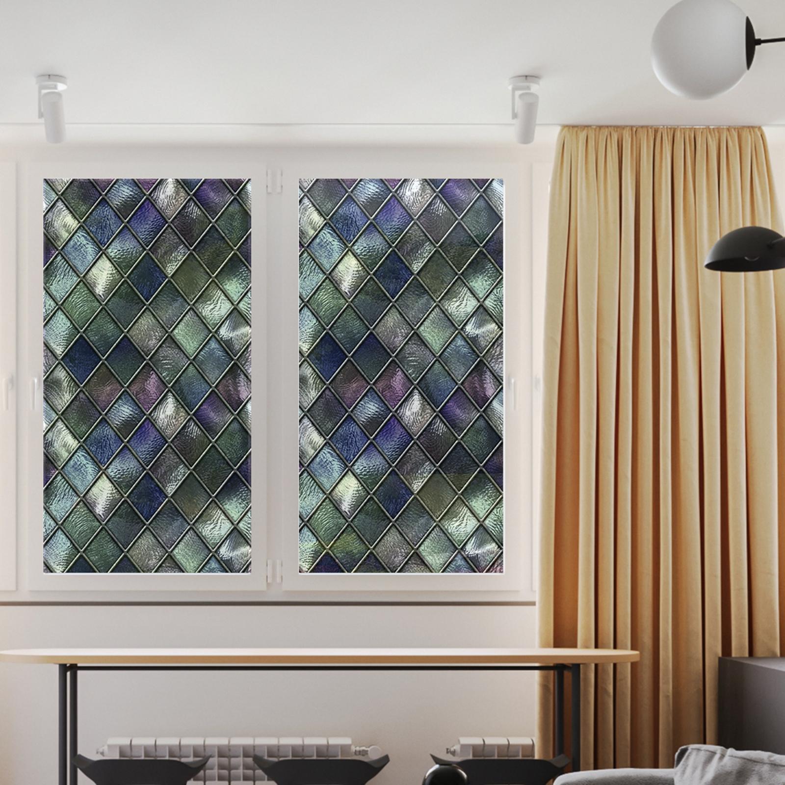 Window Privacy Film Static Cling Decorative Stained Reusable for Bathroom Living Room