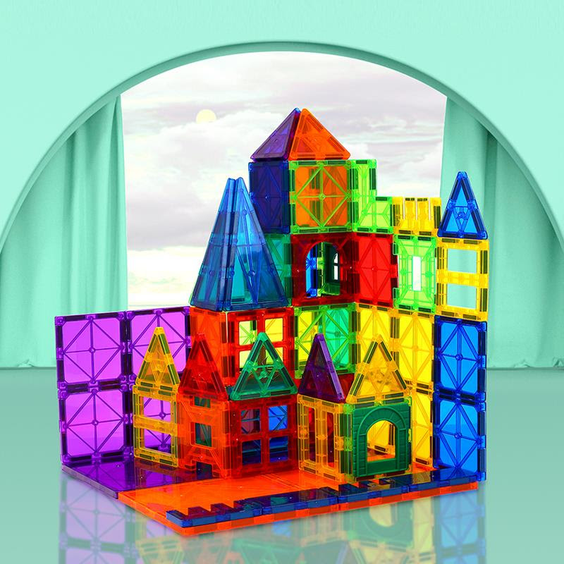 Bộ xếp hình nam châm cho bé 100 chi tiết Magnetic Building Tiles - đồ chơi giáo dục xếp hình sáng tạo, phát triển tư duy, trí thông minh cho bé