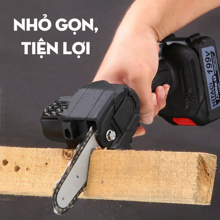 Máy cưa xích cầm tay - máy cưa mini dùng pin 199V cưa gỗ cầm tay cực khỏe cực bền bảo hành 6 tháng