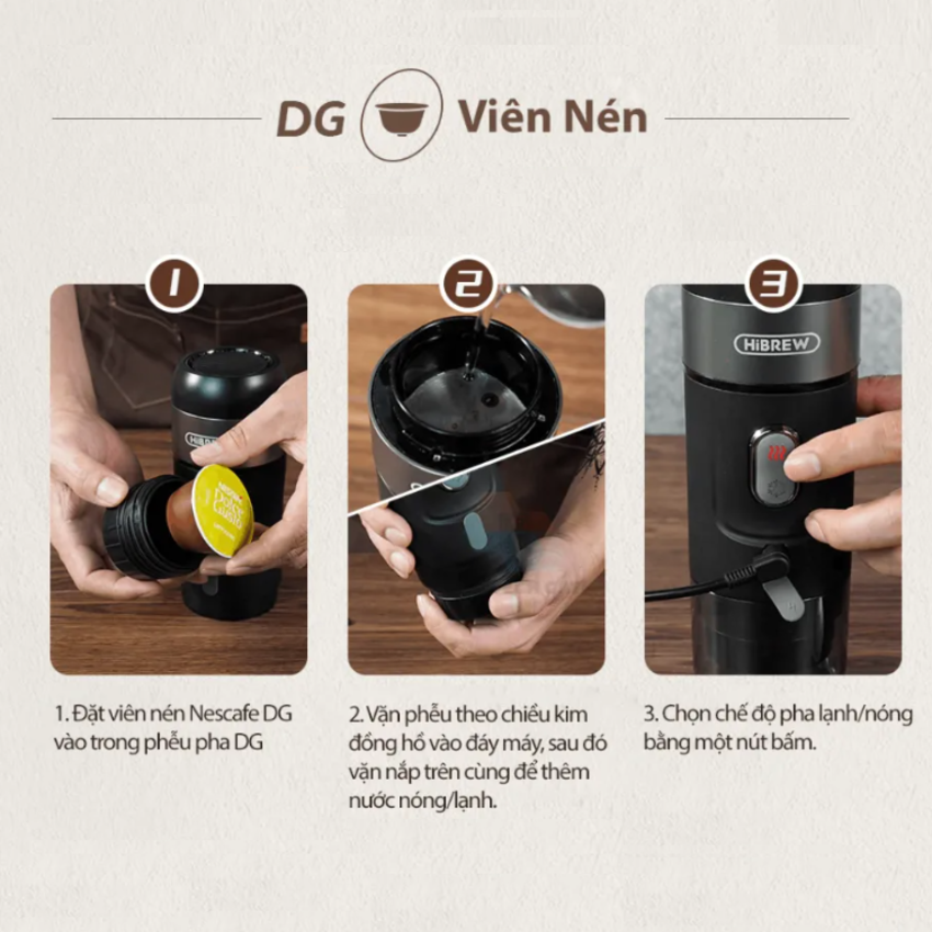Máy pha cà phê cầm tay Espresso mini 3 trong 1 cao cấp H4A - HÀNG CHÍNH HÃNG