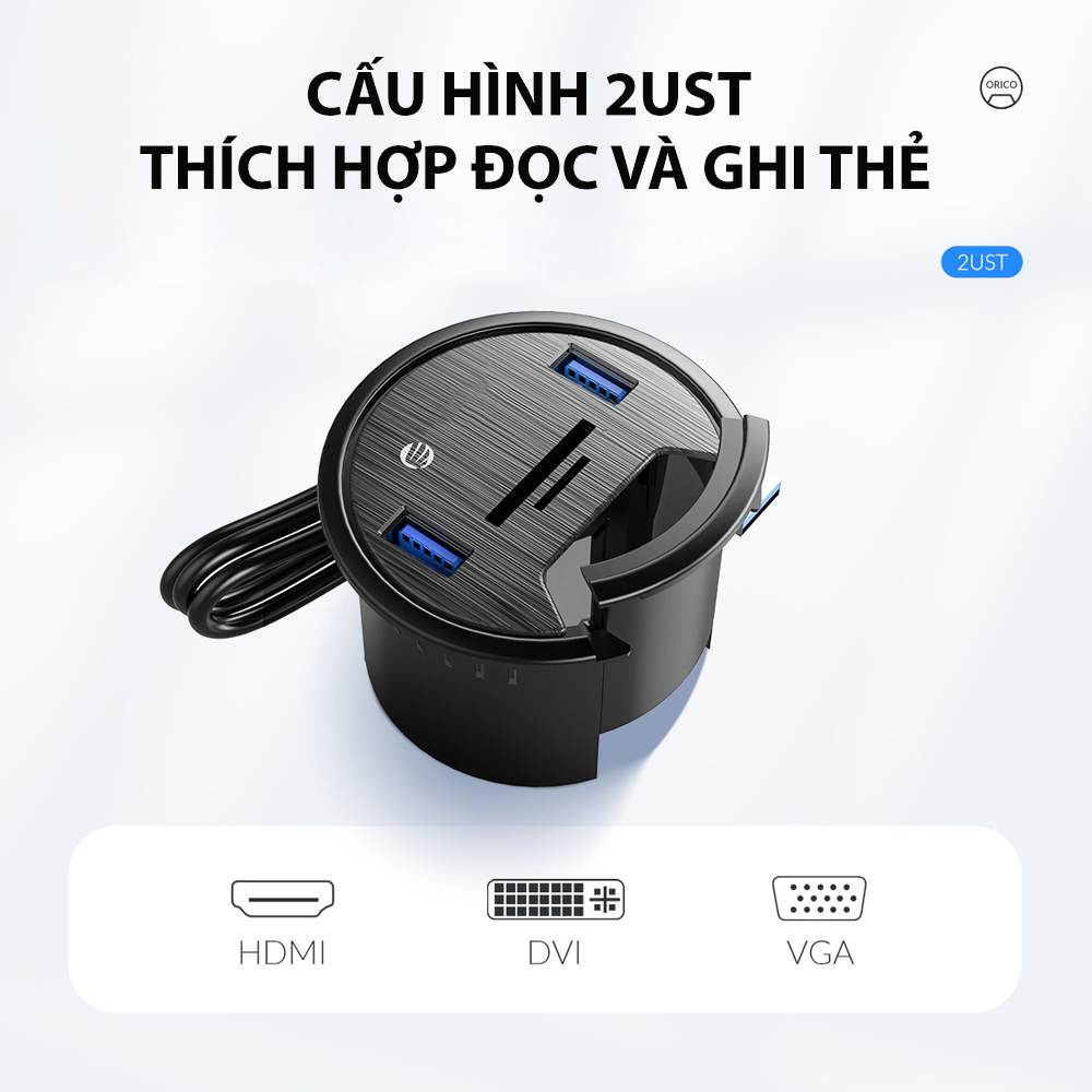 Ổ cắm gắn mặt âm bàn kết nối data gồm 2 USB 3.0, 1 Type C 3.0, 1 cổng tai nghe, 1 cổng Mic, Dan House DESK-2U1C, Tốc độ kết nối lên đến 5Gb/s, hàng chính hãng