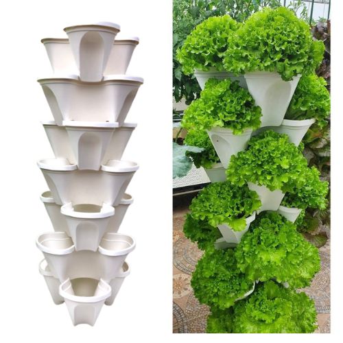 Chậu Tháp , Tháp Trồng Rau Hữu Cơ/ Tháp Trồng Hoa / Dâu Tây - Nhựa Cao Cấp, Tiện Lợi, Tiết Kiệm Không Gian, Trang Trí Nội Thất, Sân Vườn
