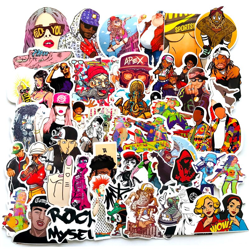 Set 60 Sticker Hip Hop Rapper