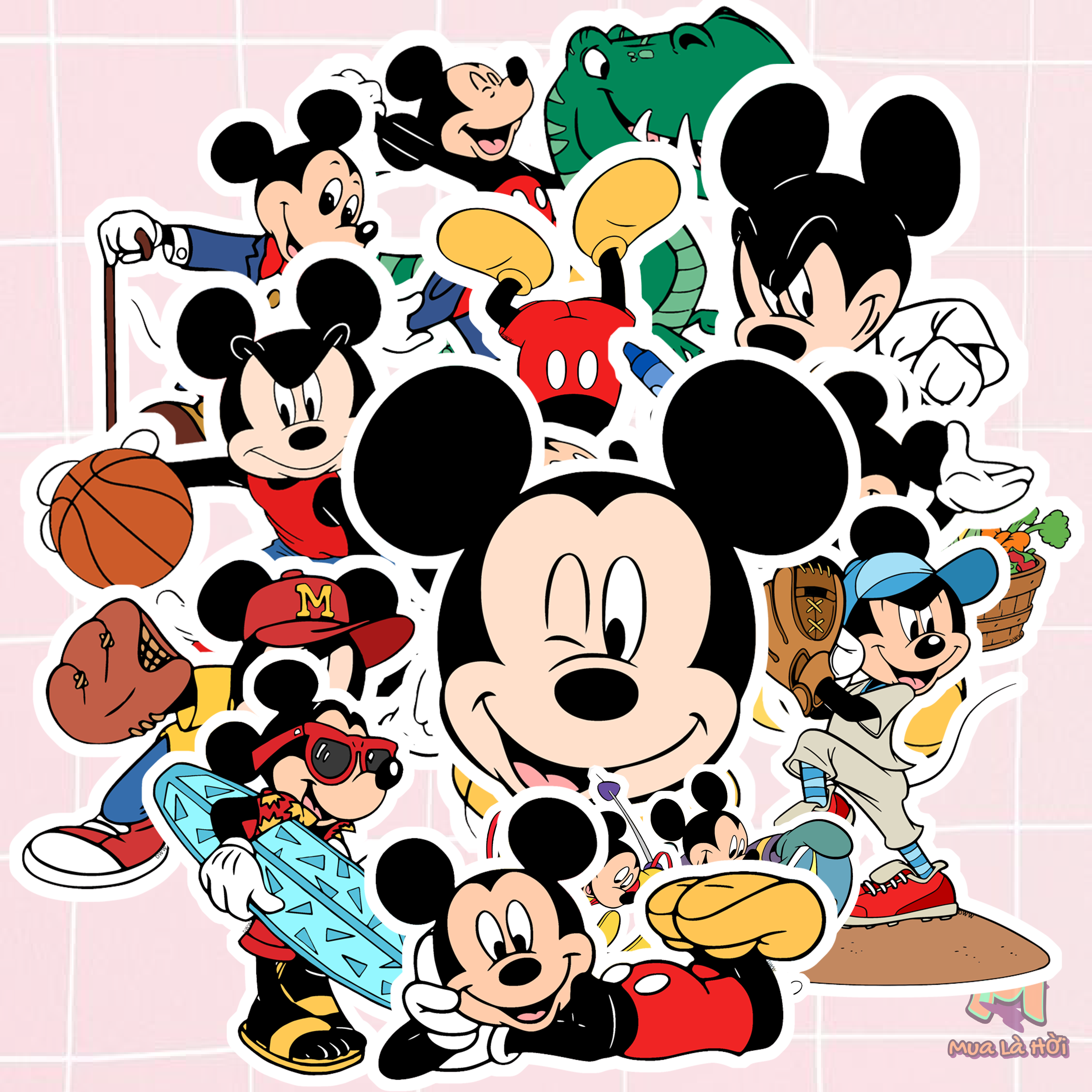 Miếng dán Stickers chủ đề Chuột Mickey & Chuột Minnie
