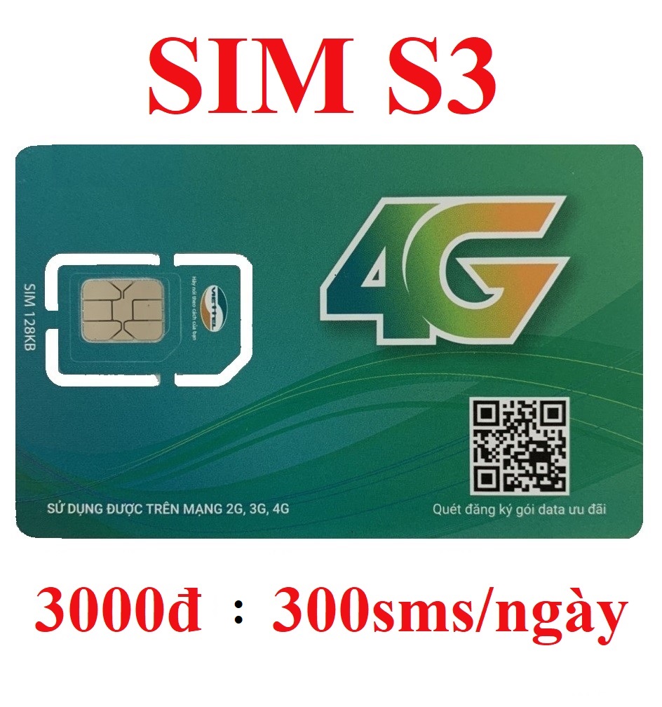 SIM VIETTEL NHẮN TIN VỚI GÓI CƯỚC S3S5 (Đăng ký chỉ 5.000/lần: có 500 sms/tuần, chỉ 3000/lần: có 300sms/ngày) - Hàng Chính Hãng