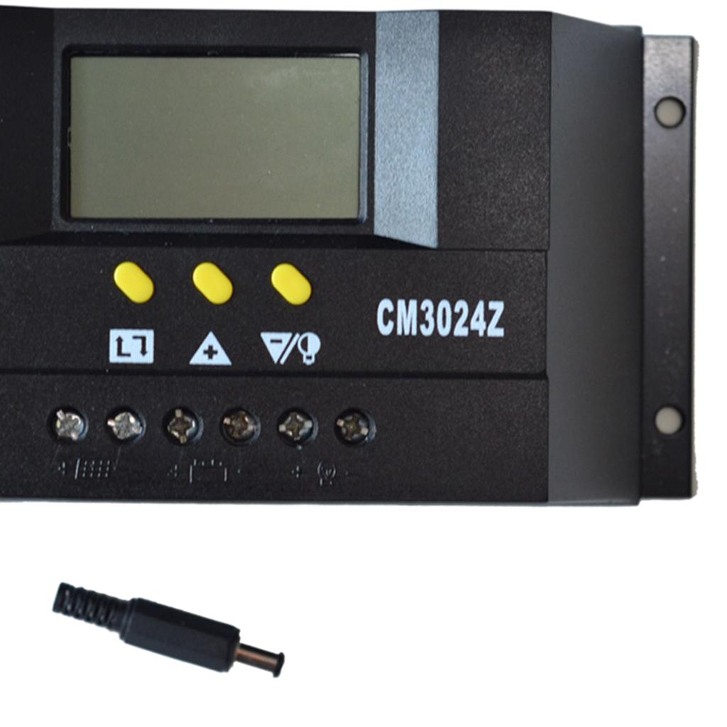 PWM 30A 12V 24V LCD Solar Charge Controller Panel Battery Regulator Auto Switch Overload Protection Temperature Compensation CM3024