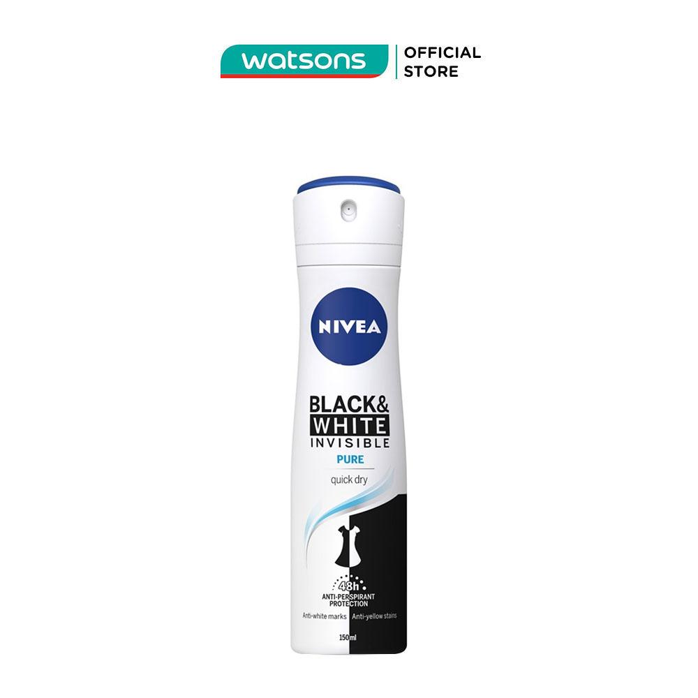 Xịt Ngăn Mùi Nữ Nivea Invisible Black&White Ngăn Vệt Ố Vàng 150ml