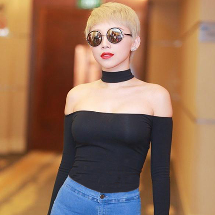 Áo Trễ Vai Cổ Choker Dài Tay Chất Liệu Cotton Freesize dưới 58kg