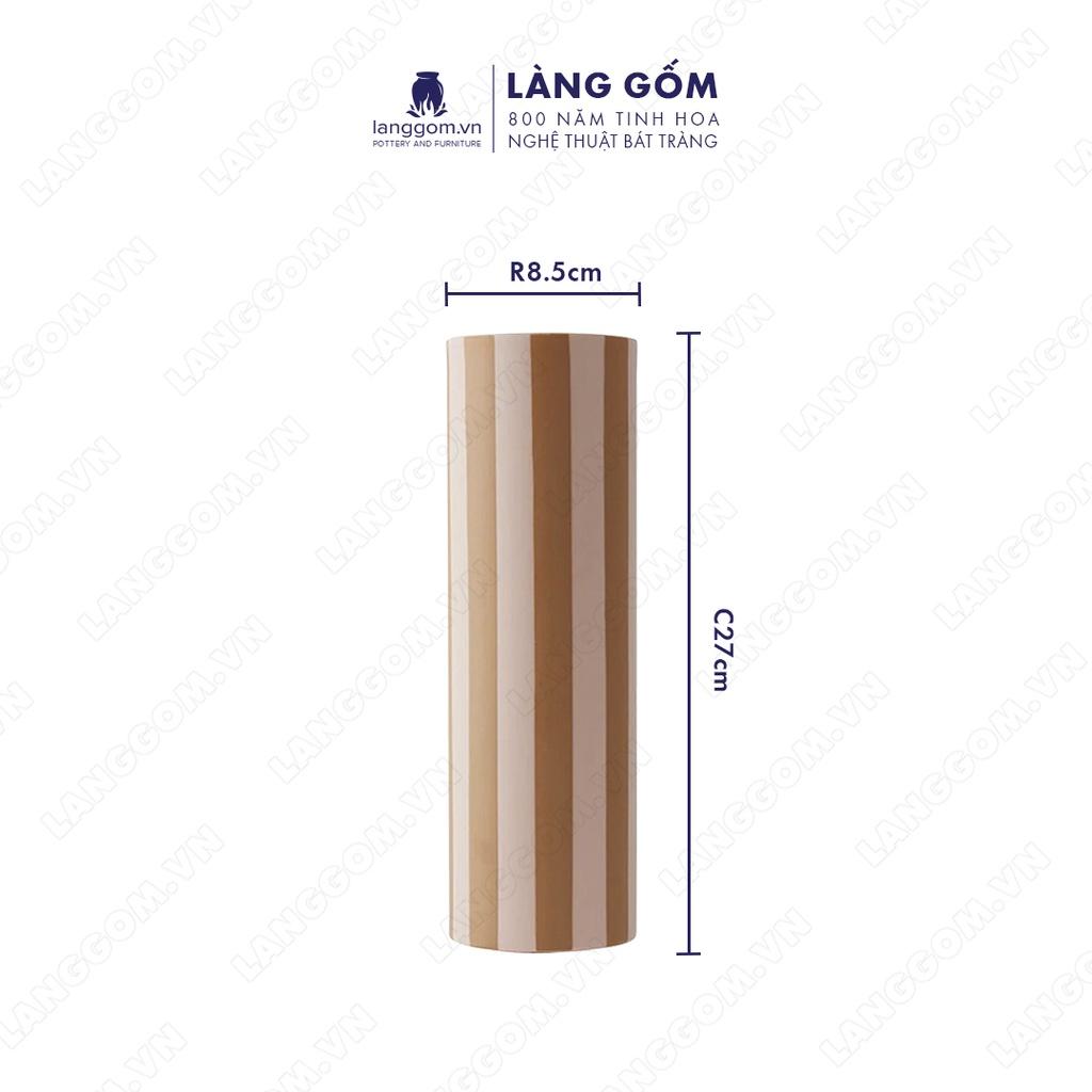 Bình hoa, lọ hoa Gốm sứ Bát Tràng cao cấp Men mát kẻ sọc dùng làm quà tặng, trang trí - Làng Gốm Bát Tràng