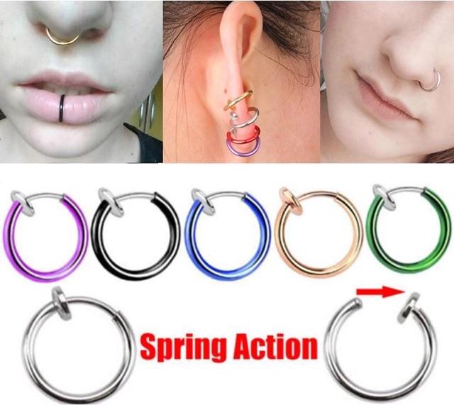 Bông tai khoen tròn dạng kẹp bấm lỗ hay không đều dùng được