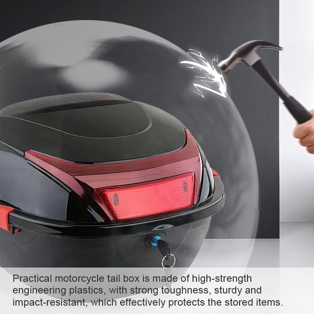 28L Motorcycle Tail Box Rear Trunk Large Capacity Motorbike Luggage Storage Case Waterproof with 2 Keys Side Snaps