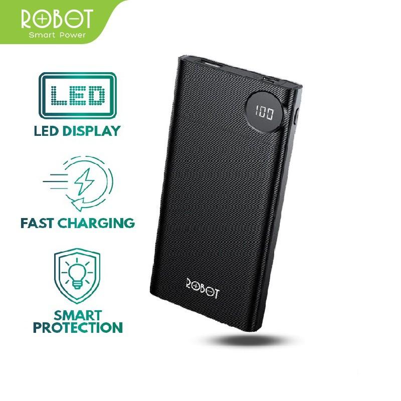 Pin Sạc Dự Phòng 10.000mAh ROBOT LED Hiển Thị PIN - 1 Output USB &amp; 2 Input Micro/Type-C - Hàng Chính Hãng