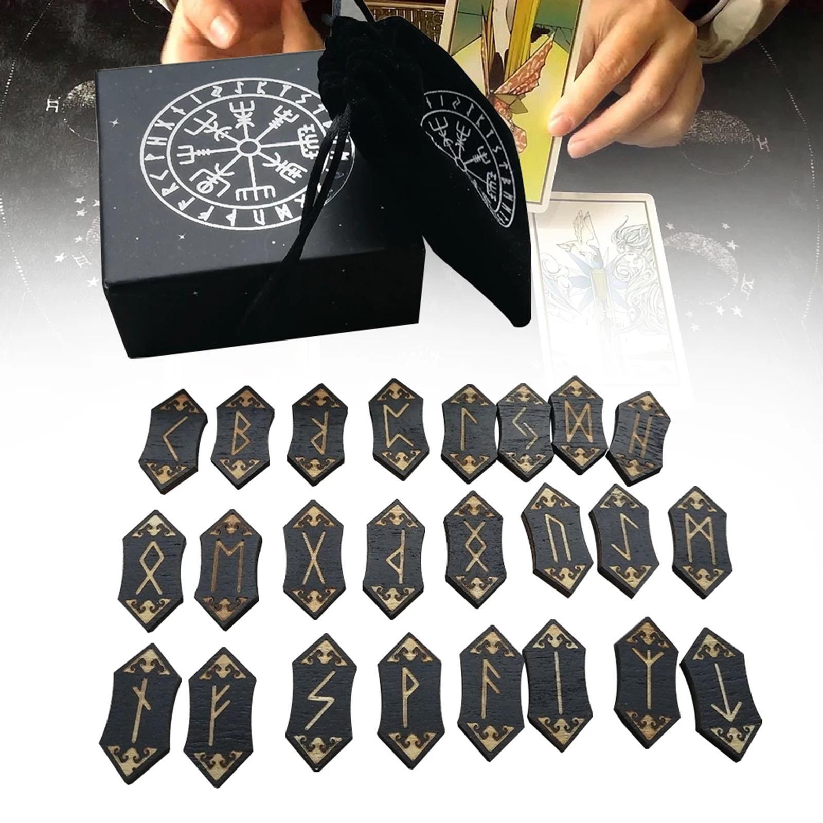 2 Set Rune Stones Card Set Nordic with Storage Bag Props Family Home Toys