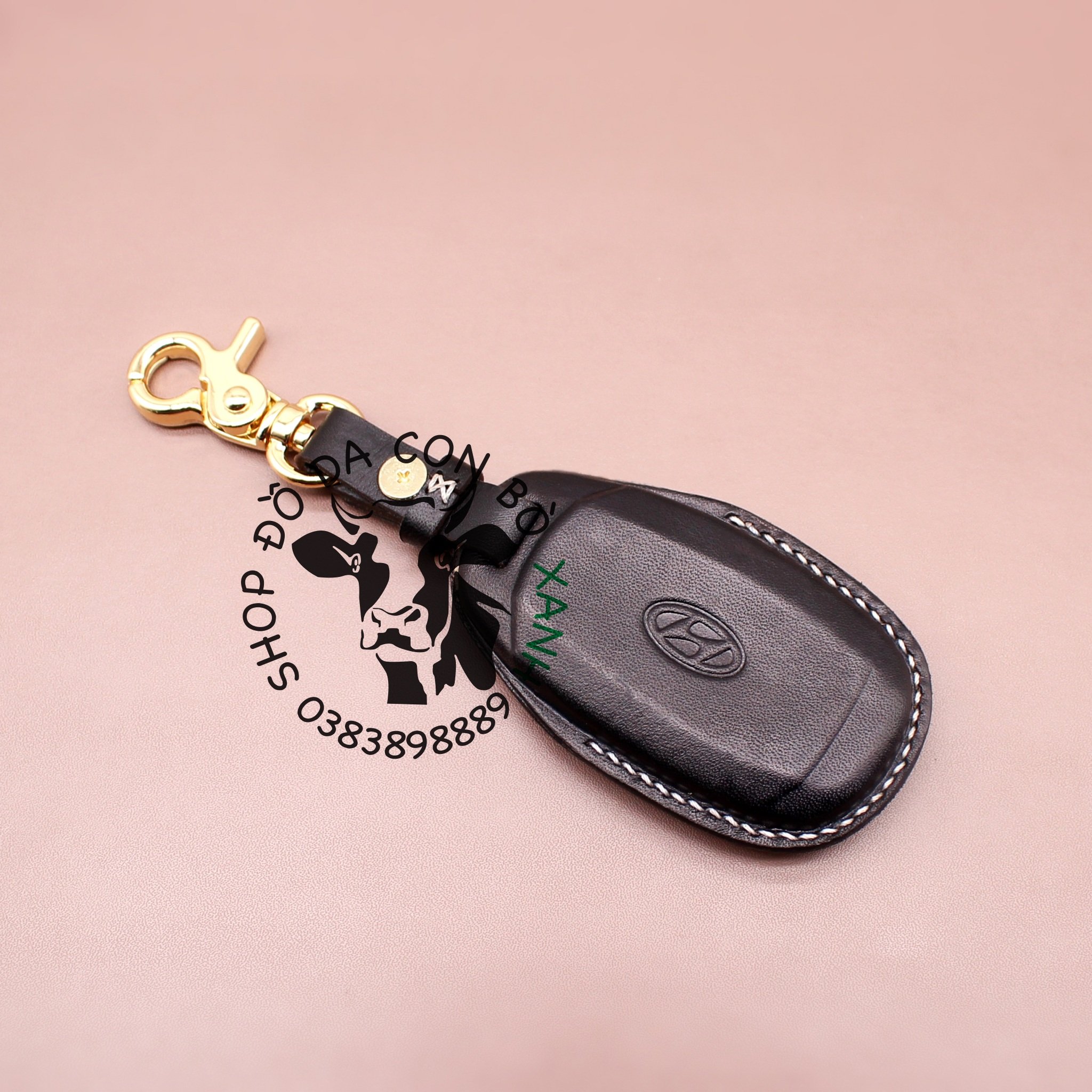 Bao Da Chìa Khoá Ép Phom Hyundai Accent, Kona, Santafe handmade da thật 009e