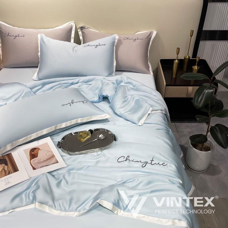 Bộ Chăn Ra Giường 5 Món ChingTue VINTEX, Chăn Ga Grap Gối Đệm Nệm Trải Phủ Giường Trần Bông Cao Cấp Full