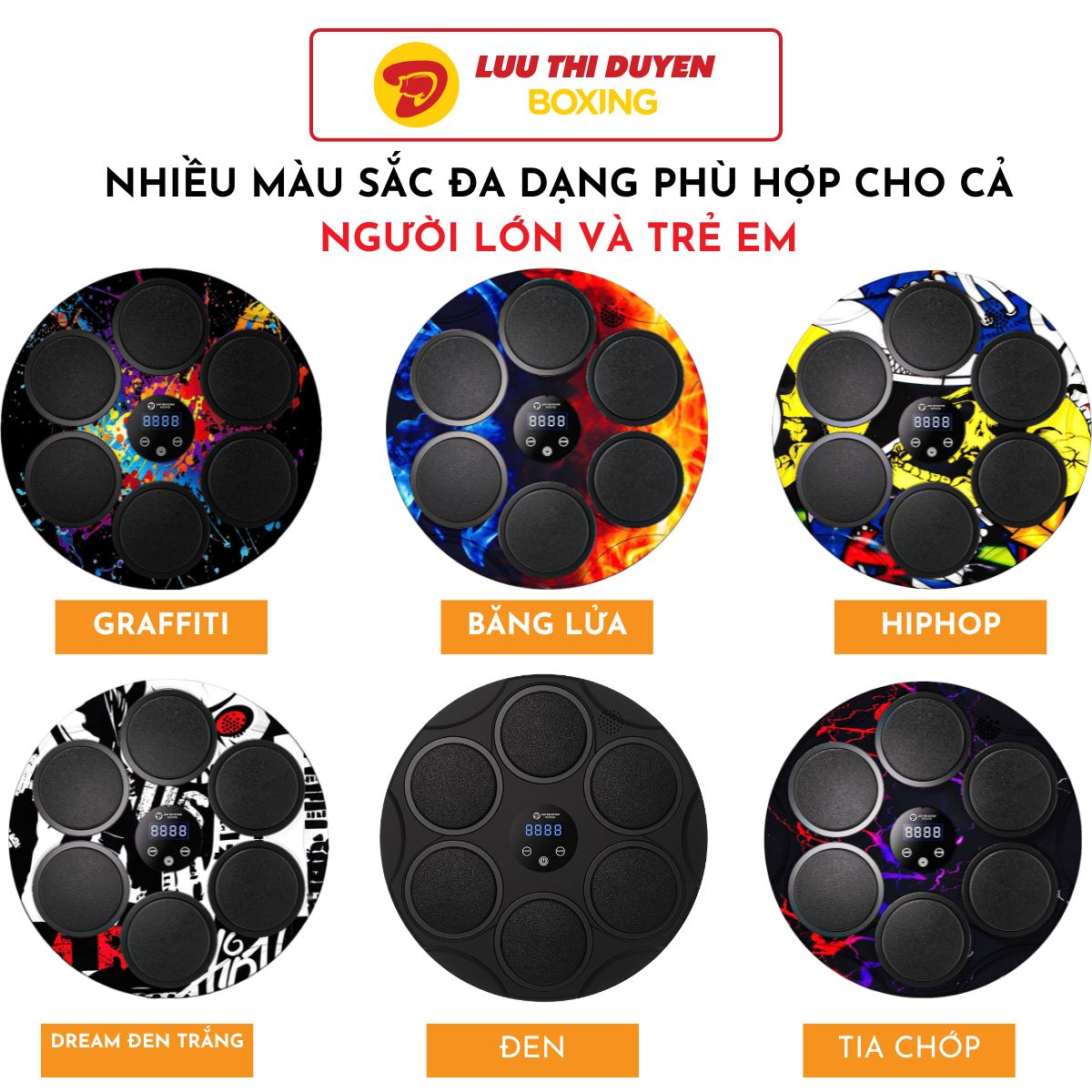 Máy đấm bốc âm nhạc - Lừu Thị Duyên Boxing - Phiên bản 6 điểm đấm - Kết nối bluetooth phát nhạc