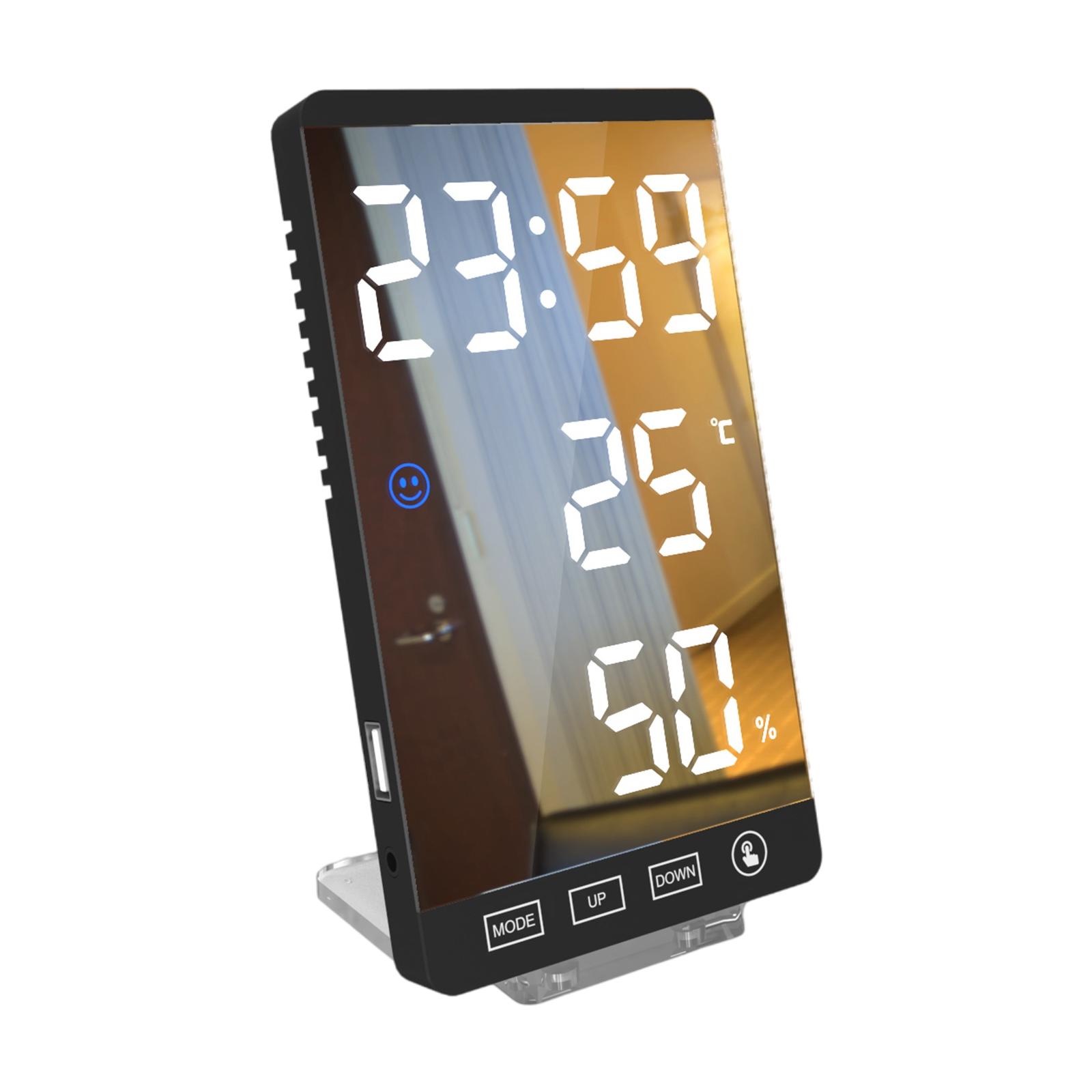 Digital Alarm Clocks,6 Inch Large Display LED Mirror Electronic Clock, with Charging Ports,Snooze,12/24H,Adjustable Brightness,for Bedroom Home Office