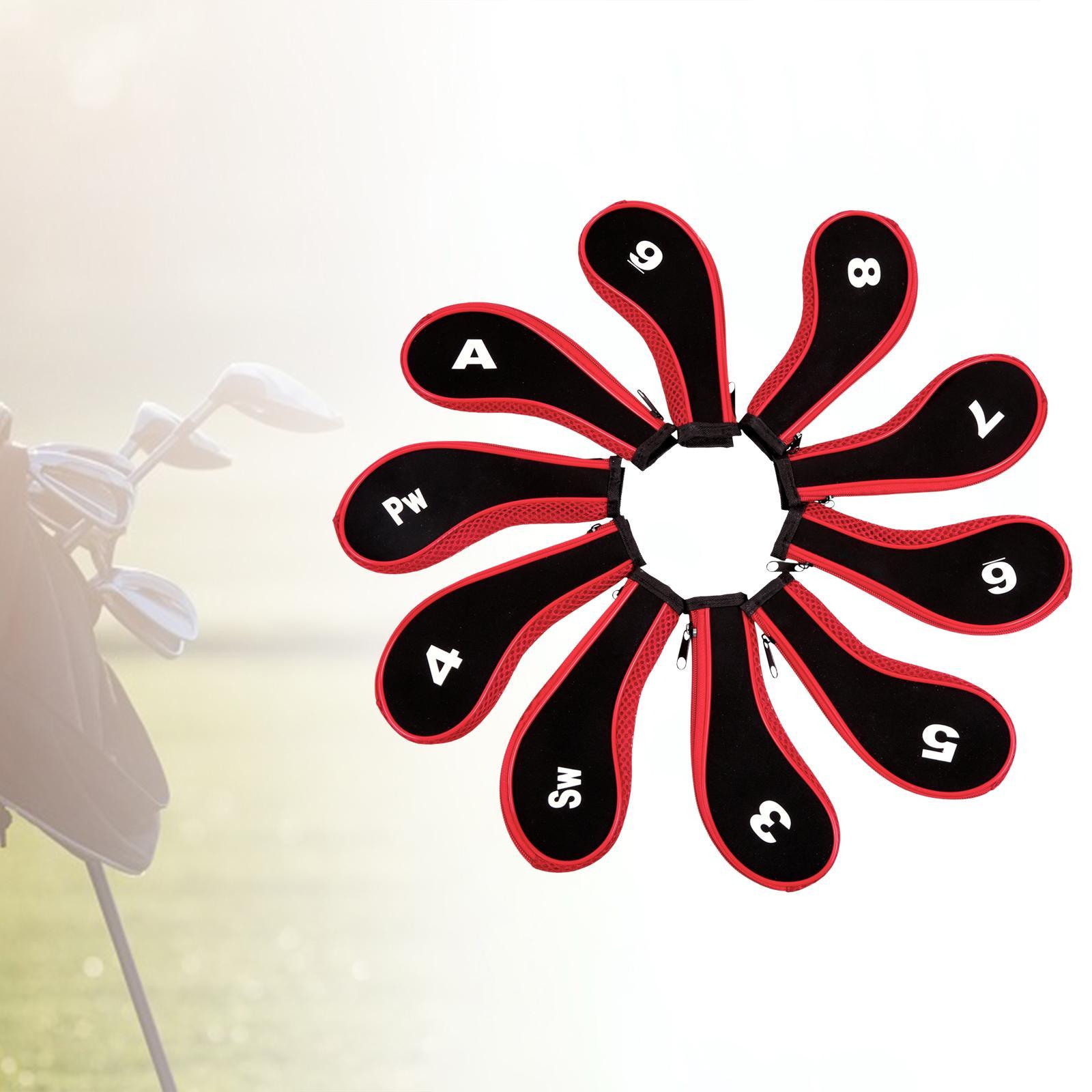 10Pcs Golf Iron Headcover Set Golf Club Head Cover Putter for Outdoor Sports