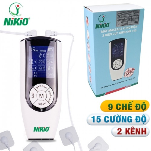 Máy Massage Xung Điện Trị Liệu Nikio NK-103 - 4 Miếng Dán Mát Xa Thư Giãn Giảm Đau Nhức Toàn Thân, 9 Chế Độ, 15 Cường Độ Matxa Tùy Chỉnh - Dòng Cao Cấp Pin Sạc